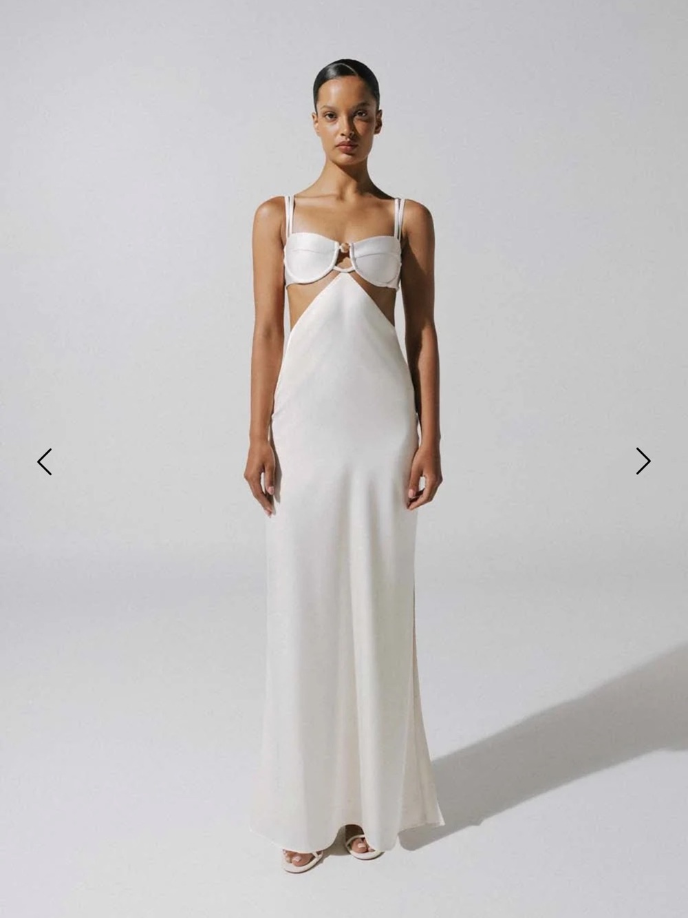 NEW BAOBAB white Cutout Satin Maxi Dress with Bust Detail rock